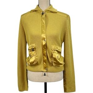 Jamie Sadock women’s yellow knit sweater full zip jacket. Size medium